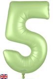 Oaktree 34inch Number 5 Satin Pastel Pistachio - Foil Balloons